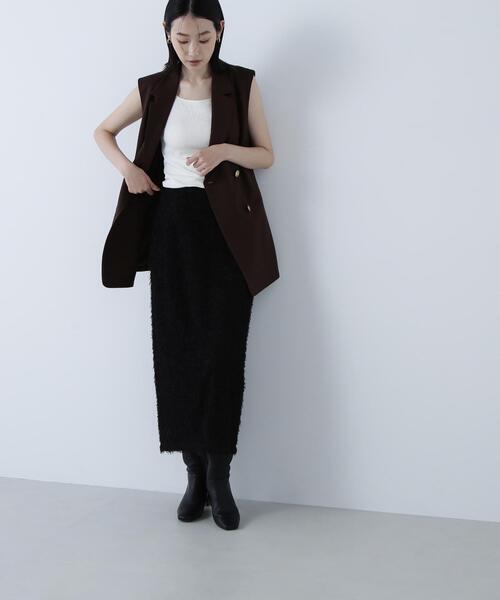 NATURAL BEAUTY BASIC(ナチュラルビューティーベーシック)の「◇シャギーチュールナロースカート(スカート・レディース・オフホワイト/ブラック・P/S/MEDIUM)」の7枚目の写真