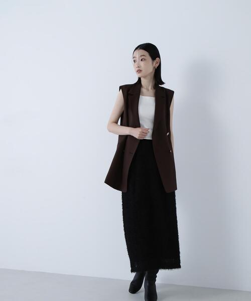 NATURAL BEAUTY BASIC(ナチュラルビューティーベーシック)の「◇シャギーチュールナロースカート(スカート・レディース・オフホワイト/ブラック・P/S/MEDIUM)」の9枚目の写真