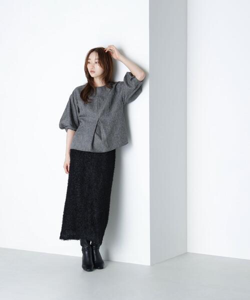 NATURAL BEAUTY BASIC(ナチュラルビューティーベーシック)の「◇シャギーチュールナロースカート(スカート・レディース・オフホワイト/ブラック・P/S/MEDIUM)」の10枚目の写真