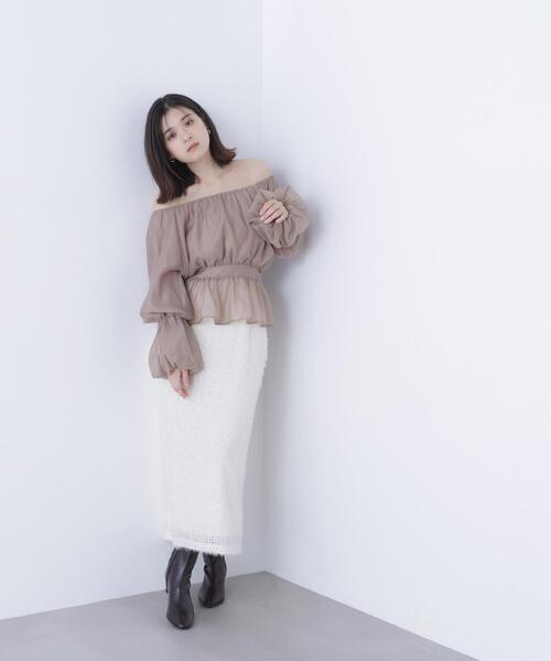 NATURAL BEAUTY BASIC(ナチュラルビューティーベーシック)の「◇シャギーチュールナロースカート(スカート・レディース・オフホワイト/ブラック・P/S/MEDIUM)」の18枚目の写真