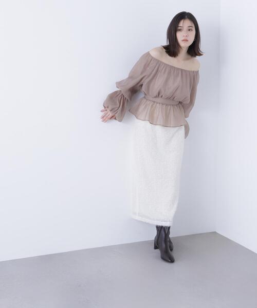 NATURAL BEAUTY BASIC(ナチュラルビューティーベーシック)の「◇シャギーチュールナロースカート(スカート・レディース・オフホワイト/ブラック・P/S/MEDIUM)」の19枚目の写真