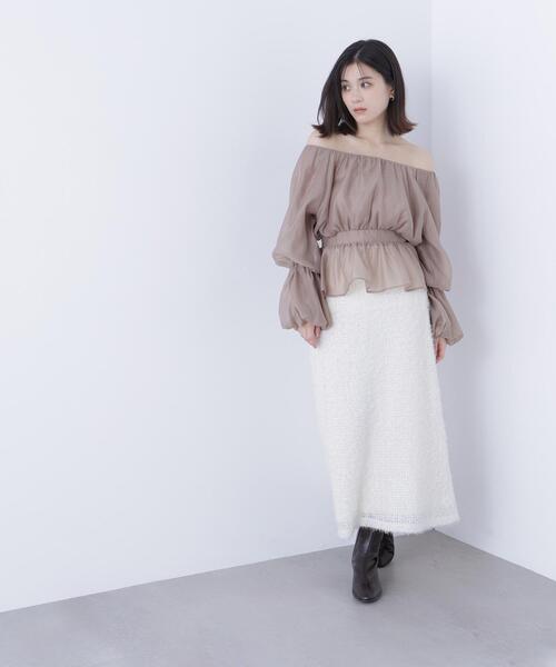 NATURAL BEAUTY BASIC(ナチュラルビューティーベーシック)の「◇シャギーチュールナロースカート(スカート・レディース・オフホワイト/ブラック・P/S/MEDIUM)」の21枚目の写真