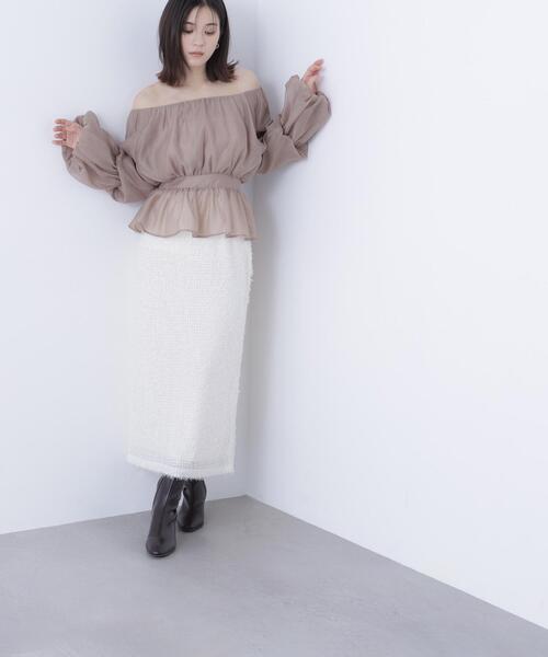 NATURAL BEAUTY BASIC(ナチュラルビューティーベーシック)の「◇シャギーチュールナロースカート(スカート・レディース・オフホワイト/ブラック・P/S/MEDIUM)」の22枚目の写真
