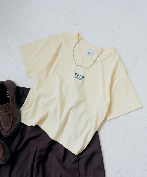coen(コーエン)の「【新色登場】coen(コーエン)ロゴ刺繍コンパクトTシャツ(Tシャツ/カットソー・レディース・ライトグレー/ブラック/オフホワイト/その他1/レッド/ダークブラウン/ダークグレー/その他5/ナチュラル/その他4/その他6/ブラウン/その他9/その他7/その他8・M/L)」の13枚目の写真