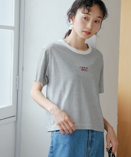 coen(コーエン)の「【新色登場】coen(コーエン)ロゴ刺繍コンパクトTシャツ(Tシャツ/カットソー・レディース・ライトグレー/ブラック/オフホワイト/その他1/レッド/ダークブラウン/ダークグレー/その他5/ナチュラル/その他4/その他6/ブラウン/その他9/その他7/その他8・M/L)」の14枚目の写真