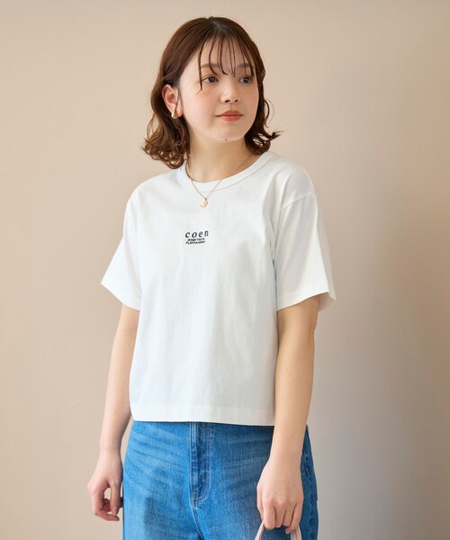 coen(コーエン)の「【新色登場】coen(コーエン)ロゴ刺繍コンパクトTシャツ(Tシャツ/カットソー・レディース・ライトグレー/ブラック/オフホワイト/その他1/レッド/ダークブラウン/ダークグレー/その他5/ナチュラル/その他4/その他6/ブラウン/その他9/その他7/その他8・M/L)」の17枚目の写真