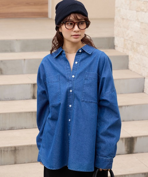 マルチファンクショナル オーバーサイズライトウェイトデニムシャツ