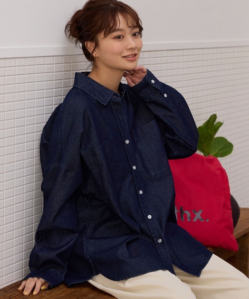 マルチファンクショナル オーバーサイズライトウェイトデニムシャツ