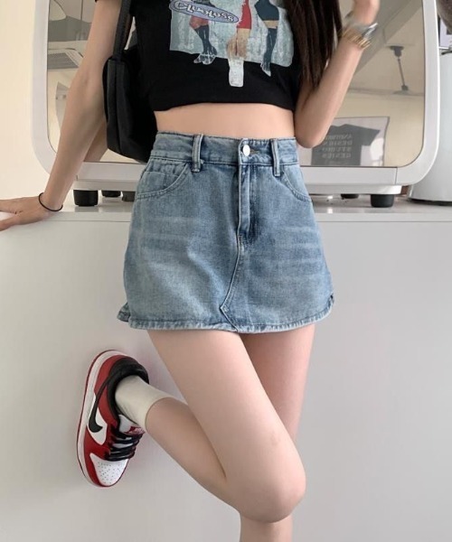 yuue' ( wear )(ユーイ)の「デニムスカパン キュロットミニスカート(デニムスカート・レディース・ライトブルー/チャコールグレー・L/M/S)」の12枚目の写真