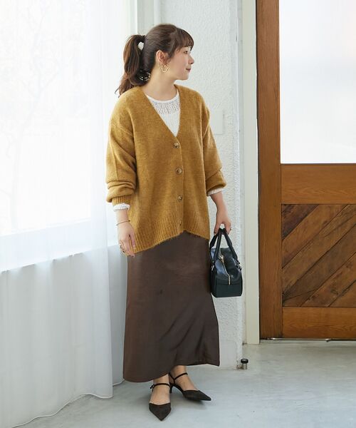 le.coeur blanc（ルクールブラン）の「《WEB限定アイテム》ウォッシャブルVネックワイドカーディガン（カーディガン/ボレロ・レディース・チャコールグレー/レッド/キャメル/ブルー/オフホワイト・38）」の21枚目の写真