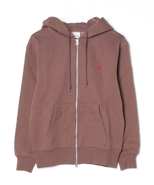 Gramicci(グラミチ)の「ONE POINT ZIP HOODED SWEATSHIRT|ワンポイントジップフーデッドスウェットシャツ Gramicci グラミチ(パーカー・メンズ・ヘザーグレー/ダークブラウン系/ダークネイビー/オレンジ/グレー系その他/ブラック系その他/レッド/ライトブルー/ブラウン/グレー系その他3・S/M/L/XL/XXL/XS)」の6枚目の写真