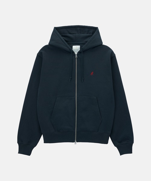 Gramicci（グラミチ）の「ONE POINT ZIP HOODED SWEATSHIRT｜ワンポイントジップフーデッドスウェットシャツ（パーカー・メンズ・ヘザーグレー/ダークブラウン系/ダークネイビー/オレンジ/グレー系その他/ブラック系その他/レッド・S/M/L/XL/XXL）」の14枚目の写真