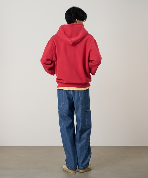 Gramicci（グラミチ）の「ONE POINT ZIP HOODED SWEATSHIRT｜ワンポイントジップフーデッドスウェットシャツ（パーカー・メンズ・ヘザーグレー/ダークブラウン系/ダークネイビー/オレンジ/グレー系その他/ブラック系その他/レッド・S/M/L/XL/XXL）」の10枚目の写真