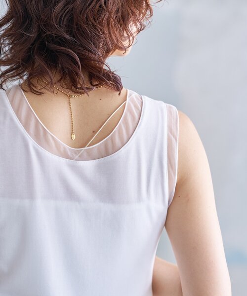 RIVE DROITE（リヴドロワ）の「【抜け感】チュールコンビタンク（キャミソール・レディース・ブラック/グレー/オフホワイト・FREE）」の6枚目の写真