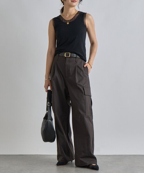 RIVE DROITE（リヴドロワ）の「【抜け感】チュールコンビタンク（キャミソール・レディース・ブラック/グレー/オフホワイト・FREE）」の15枚目の写真