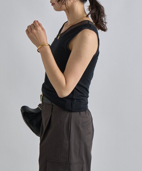 RIVE DROITE（リヴドロワ）の「【抜け感】チュールコンビタンク（キャミソール・レディース・ブラック/グレー/オフホワイト・FREE）」の19枚目の写真