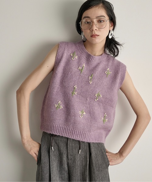 20471120 hyoma 刺繍ニットベスト グレー 琳派 20471120 hyoma 刺繍ニットベスト グレー 琳派