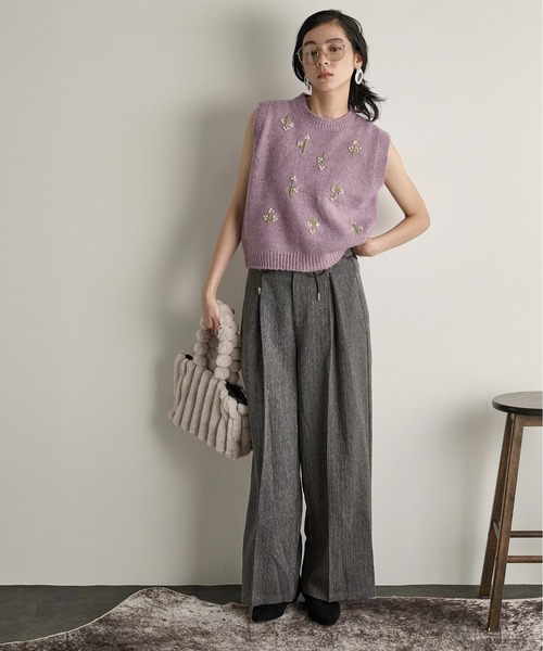 セール】小花柄刺繍ニットベスト（ニット/セーター）｜THE YOn（ザヨン