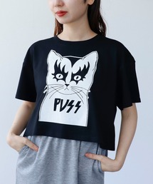 【BLACK SCORE】PUSS COL CROPPED T