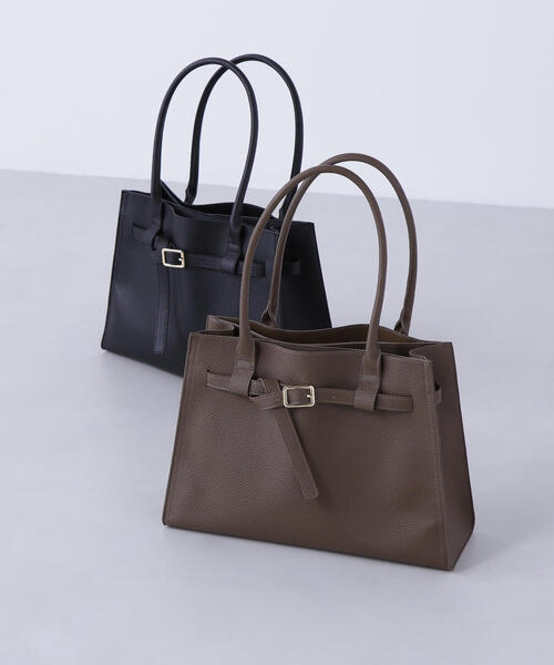 NATURAL BEAUTY BASIC（ナチュラルビューティーベーシック）の「◇ベルテッドシュリンクトートバッグ（トートバッグ・レディース・ブラック/ブラウン・ﾌﾘ-）」の12枚目の写真