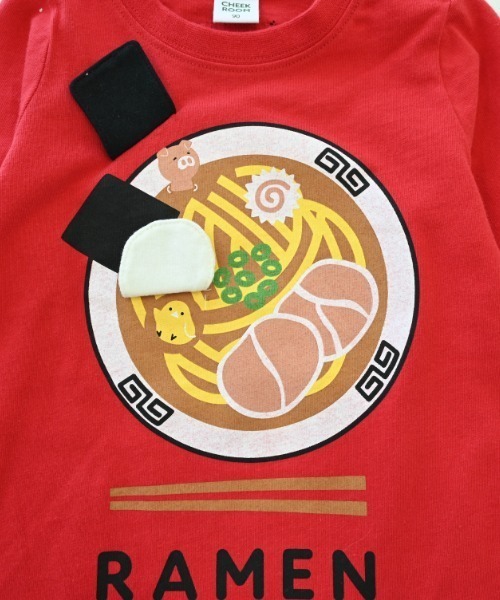 CHEEK ROOM（チークルーム）の「CHEEK ROOM/チークルーム ラーメン　ロングＴシャツ（Tシャツ/カットソー・キッズ・アイボリー/イエロー/レッド・80ｃｍ/90cm/100cm/110cm/120cm/130cm）」の7枚目の写真