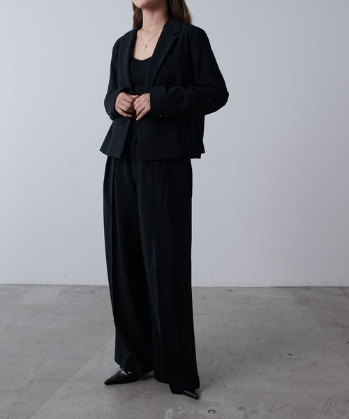 Lui's(ルイス)の「ショートセミダブルジャケット(テーラードジャケット・レディース・ブラック/ブラウン・FREE)」の4枚目の写真