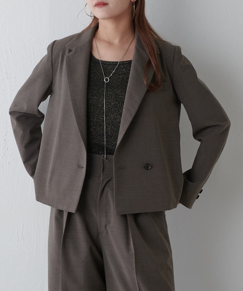 Lui's(ルイス)の「ショートセミダブルジャケット(テーラードジャケット・レディース・ブラック/ブラウン・FREE)」の8枚目の写真