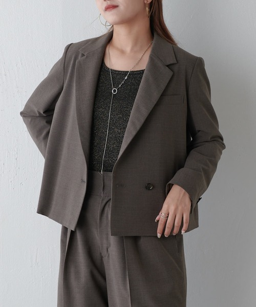 Lui's(ルイス)の「ショートセミダブルジャケット(テーラードジャケット・レディース・ブラック/ブラウン・FREE)」の9枚目の写真