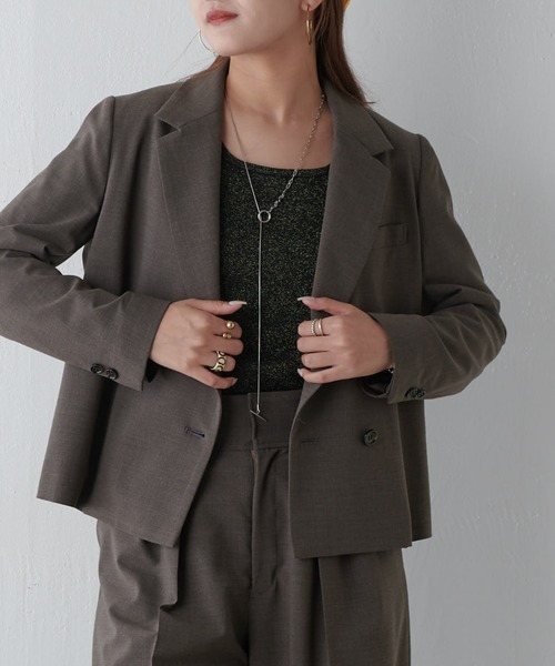 Lui's(ルイス)の「ショートセミダブルジャケット(テーラードジャケット・レディース・ブラック/ブラウン・FREE)」の10枚目の写真