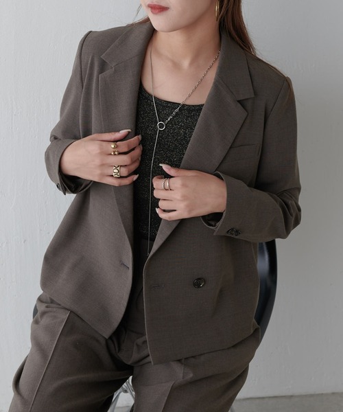 Lui's(ルイス)の「ショートセミダブルジャケット(テーラードジャケット・レディース・ブラック/ブラウン・FREE)」の14枚目の写真