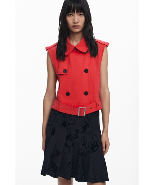 Desigual(デシグアル)の「4WAY 取り外し可能 トレンチコートロングジャケット レッド(トレンチコート・レディース・レッド・S/M/L/XL/XS)」の6枚目の写真