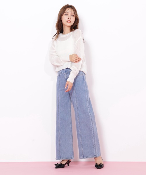 JILL by JILL STUART（ジルバイジルスチュアート）の「◇切替えデザインデニムパンツ（デニムパンツ・レディース・ブルー/ネイビー/ピンク・MEDIUM/SMALL）」の10枚目の写真