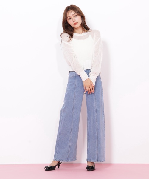 JILL by JILL STUART（ジルバイジルスチュアート）の「◇切替えデザインデニムパンツ（デニムパンツ・レディース・ブルー/ネイビー/ピンク・MEDIUM/SMALL）」の12枚目の写真