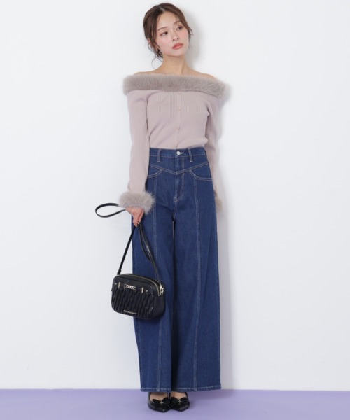 JILL by JILL STUART（ジルバイジルスチュアート）の「◇切替えデザインデニムパンツ（デニムパンツ・レディース・ブルー/ネイビー/ピンク・MEDIUM/SMALL）」の5枚目の写真