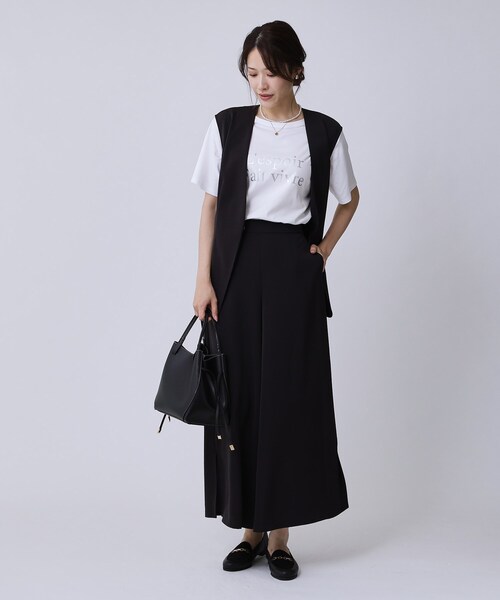 COUP DE CHANCE（クードシャンス）の「【手洗い可／日本製／箔プリント】ロゴTシャツ（Tシャツ/カットソー・レディース・ブラウン系その他/ホワイト・34/36/38/40）」の5枚目の写真