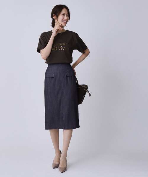 COUP DE CHANCE（クードシャンス）の「【手洗い可／日本製／箔プリント】ロゴTシャツ（Tシャツ/カットソー・レディース・ブラウン系その他/ホワイト・34/36/38/40）」の10枚目の写真