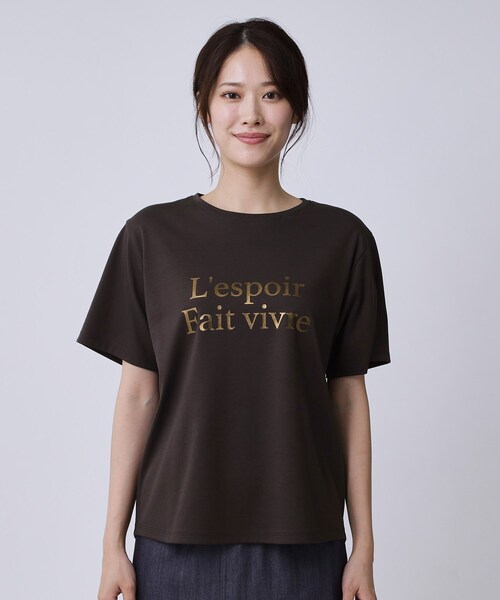 COUP DE CHANCE（クードシャンス）の「【手洗い可／日本製／箔プリント】ロゴTシャツ（Tシャツ/カットソー・レディース・ブラウン系その他/ホワイト・34/36/38/40）」の12枚目の写真