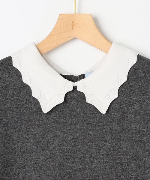 レースライク襟付きニットワンピース（ワンピース）｜組曲（クミキョク