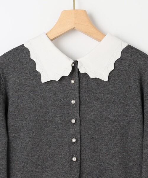 レースライク襟付きニットワンピース（ワンピース）｜組曲（クミキョク