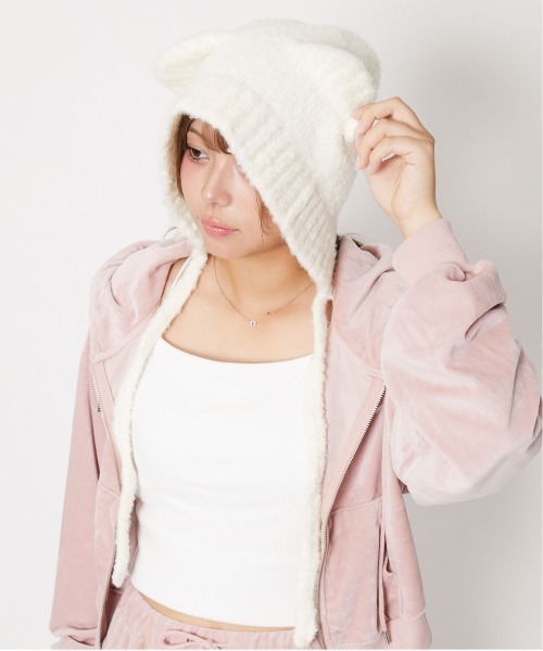 GORGE（ゴージ）の「《ふわもこ×キュートな耳付き》クマミミニット帽 秋冬 防寒 可愛いデザイン☆（ニットキャップ/ビーニー・レディース・グレー/アイボリー/ブラック・F）」の2枚目の写真