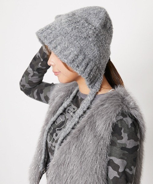 GORGE（ゴージ）の「《ふわもこ×キュートな耳付き》クマミミニット帽 秋冬 防寒 可愛いデザイン☆（ニットキャップ/ビーニー・レディース・グレー/アイボリー/ブラック・F）」の7枚目の写真