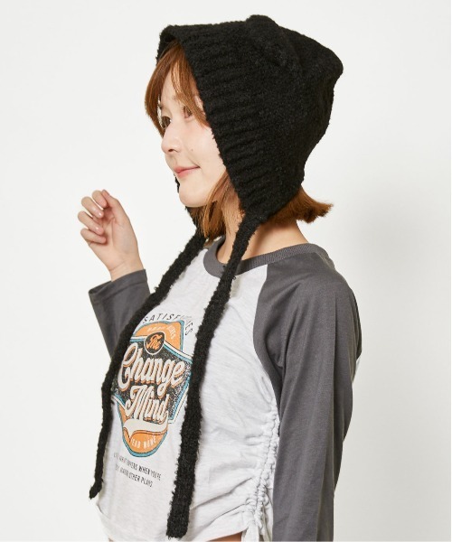GORGE（ゴージ）の「《ふわもこ×キュートな耳付き》クマミミニット帽 秋冬 防寒 可愛いデザイン☆（ニットキャップ/ビーニー・レディース・グレー/アイボリー/ブラック・F）」の9枚目の写真
