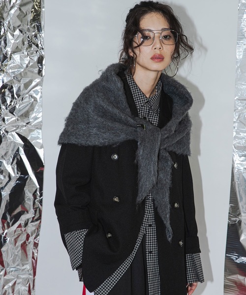 bohmal（ボマール）の「モヘアニットスカーフ（バンダナ/スカーフ・レディース・ブルー/オレンジ/グリーン/オフホワイト/ブラウン/レッド/チャコールグレー・MEDIUM）」の22枚目の写真