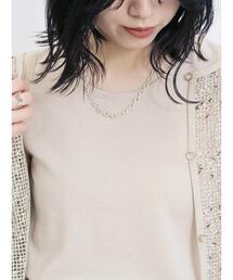 Samansa Mos2 blue | ラメタンク(Tシャツ/カットソー)