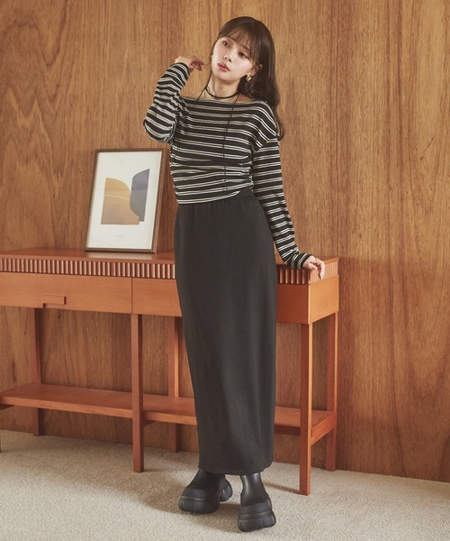 border long skirt set up /ボーダーロングスカートセットアップ