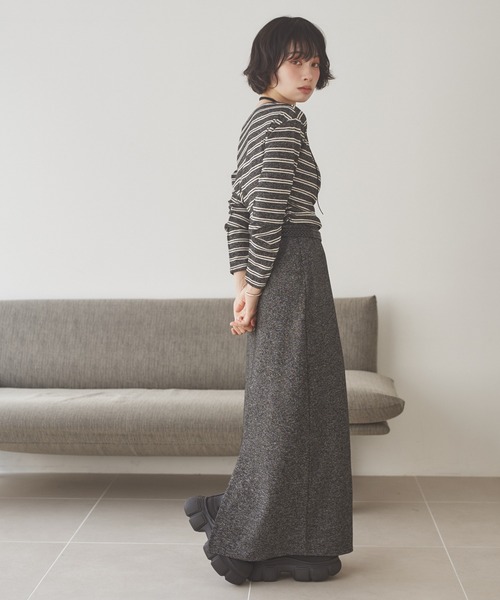 LAULEN（ローレン）の「border long skirt set up /ボーダーロングスカートセットアップ（セットアップ・レディース・グレー/チャコールグレー/ブラック・FREE）」の14枚目の写真