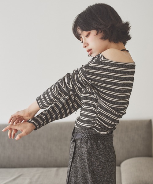 LAULEN（ローレン）の「border long skirt set up /ボーダーロングスカートセットアップ（セットアップ・レディース・グレー/チャコールグレー/ブラック・FREE）」の15枚目の写真