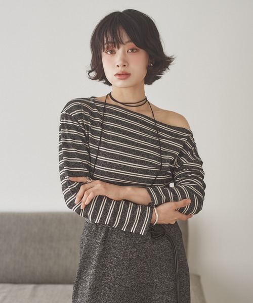 LAULEN（ローレン）の「border long skirt set up /ボーダーロングスカートセットアップ（セットアップ・レディース・グレー/チャコールグレー/ブラック・FREE）」の16枚目の写真