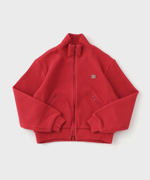 MATSUFUJI(マツフジ)の「MATSUFUJI / マツフジ STRIPE JACQUARD STAND COLLAR JACKET(ブルゾン・メンズ・レッド/ブラウン・3/2)」の2枚目の写真