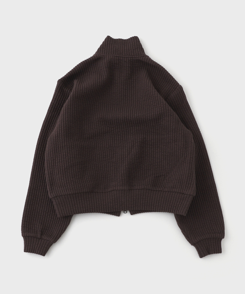 MATSUFUJI(マツフジ)の「MATSUFUJI / マツフジ STRIPE JACQUARD STAND COLLAR JACKET(ブルゾン・メンズ・レッド/ブラウン・3/2)」の3枚目の写真